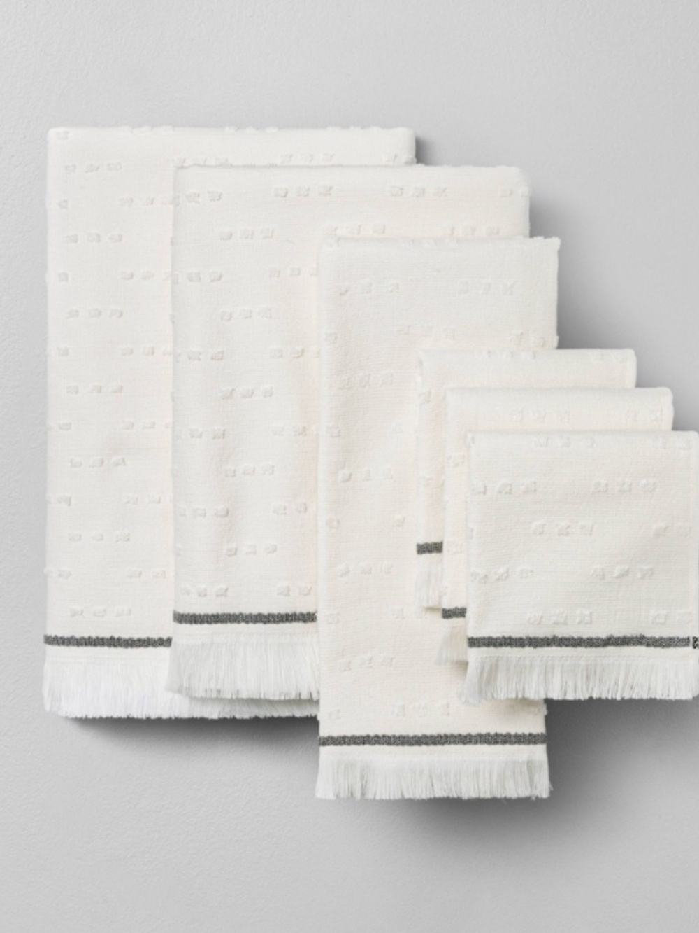 SET of Hearth & Hand Magnolia Fouta Texture Dots Towels Cream & Gray